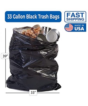 ToughBag 33 Gallon Trash Bags 33 x 39” Black Garbage Bags 100 COUNT – Outdoor Industrial Garbage Can Liner for Custodians Landscapers Lawn Bags Made In USA
