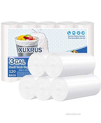 XUXRUS Bathroom Small Trash Bags 3 Gallon Garbage Bags for Home Office,Bathroom,120 Count,White ,Fits 2-3 Gallon Bins