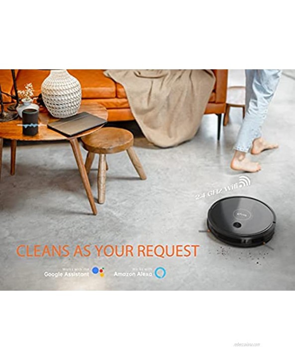 E25 Robot Vacuum Cleaner with Smart Mapping 2600Pa Robotic Vacuum 150 mins Runtime Dual Brushes Ultra-Slim 2.4Ghz Wi-Fi Connected Compatible with Alexa Ideal for Pet Hair Carpets Hard Floors