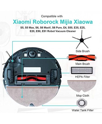 KEEPOW Accessories Replacement Parts Kit Compatible with Roborock S6 S6 MaxV S6 Pure S5 S5 Max S51 E4 E35 E20 S50 Xiaomi Mi Mijia Robotic Vacuum Cleaner