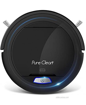 Pure Clean Robot Vacuum Cleaner Upgraded Lithium Battery 90 Min Run Time Automatic Bot Self Detects Stairs Pet Hair Allergies Friendly Robotic Home Cleaning for Carpet Hardwood Floor PUCRC26B V2