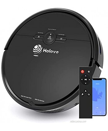 Robot Vacuum Cleaner and Mopping Sweeper Slim Holove D2 WiFi 1800PA Strong Suction with Automatic Self-Charging Robotic Vacuum Cleaner for Pet Hair Hard Floor and Low Pile Carpet