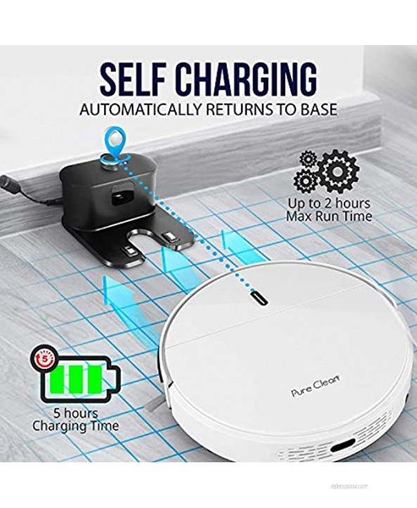 SereneLife Smart Automatic Robot Cleaner-1400 PA Charging Robo Vacuum Cleaner with Docking Station Self Activation Anti-Fall Sensors-Carpet Hardwood Linoleum Tile- Pure Clean White