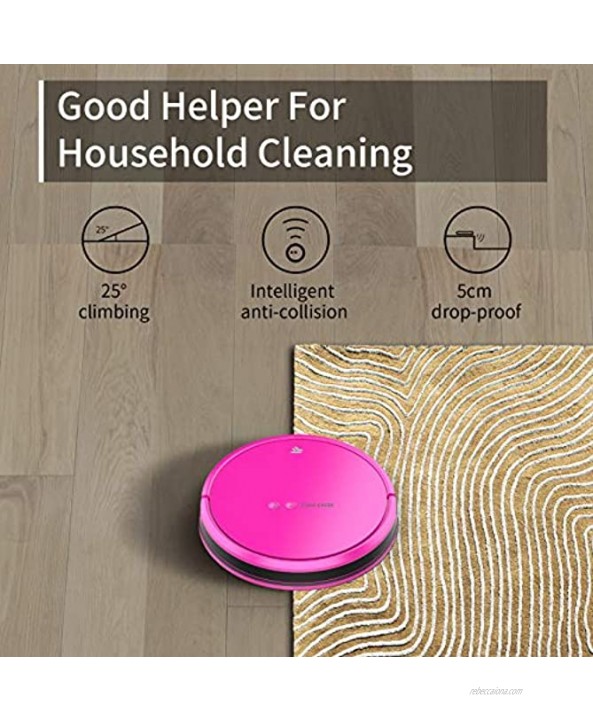TECBOT S1 Robot Vacuum Cleaner Pink with Strong Suction 2000 Pa and Self Charging for Hard Floor,WI-FI Connected ,Alexa and App Control ,Ideal for pet Hair
