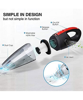 Handheld Vacuum Cordless Portable Hand Vacuum Cleaner for Car and Home Lightweight Cordless Rechargeable Vacuum Cleaner with 6000PA Powerful Suction