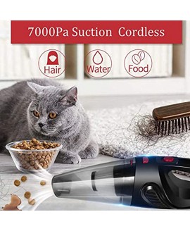 Handheld Vacuum Cordless Rechargeable Car Vacuum Cordless Cleaner Wet Dry Powerful Portable Hand Vacuum Light Weight for Pet Hair Home and Car Cleaning