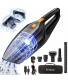 HIMOX 8000pa 120W Strong Suction Car Vacuum Rechargeable Cordless Hand Vacuum Cleaner with Powerful Cyclonic Suction 2 Filters and 5 Attachments with Adapter for Home Pet Hair Dust Gravel Cleaning
