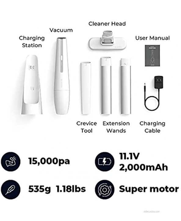 Montanc Handheld Cordless Lightweight Portable Vacuum Cleaner High Power Suction 15000Pa | Innovative Home Car Office for Hair Dandruff Dust Crumbs Pollen Cleaning