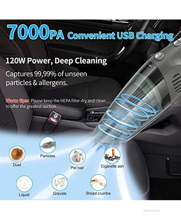 OFOOR Handheld Vacuum Cleaner -7000PA Powerful Suction & Cordless Portable Handheld Vacuum with 2600mAh High-Capacity Battery for Car | Home Cleaning