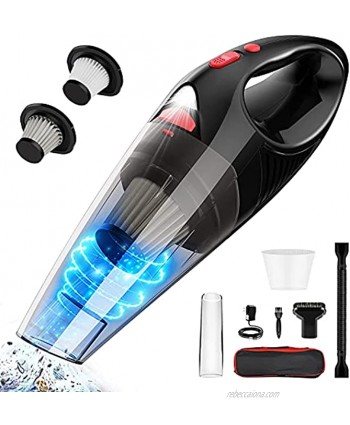 SMDEE Cordless Handheld Vacuum Cleaner 7KPa Cordless Car Vacuum Cleaner Portable Hand Held Vacuum for Car with HEPA Filters Cyclonic Suction Hand Held Car Vac Dry Wet for Home Pet Dog Hair Black