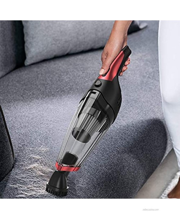 Solpuo Handheld Vacuum Car Vacuum Cleaner Powerful Suction Portable Vacuum Cleaner for Home and Car Cleaning Lightweight Hand Wireless Vacuum Cleaner Powered by USB Quick Charge Tech Red