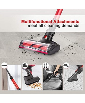 Cordless Stick Vacuum Cleaner 23KPa Powerful Suction Vacuum Cleaner with Versatile Accessories 200W Brushless Motor Detachable Battery Extension Wand for Hard Floor Carpet Pet Hair