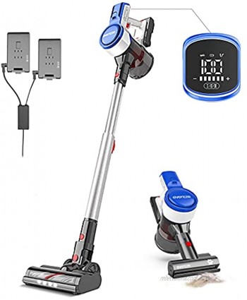 Cordless Vacuum Cleaner with Two Batteries 100Mins Runtime 25KPa Powerful Suction Duo Charger Motorized Lightweight Rechargeable Stick Vacuum Handheld for Hard Floor Carpet & Pet Hair -V40 Duo Power