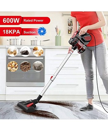 INSE Vacuum Cleaner Corded 18KPA Suction Stick Vacuum Cleaner with 600W Motor Multipurpose 3 in 1 Handheld Corded Vacuum Cleaner I5 Red