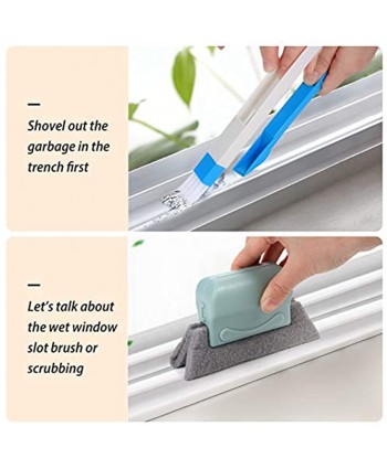 12 Pieces Window Groove Cleaning Brush Window Door Track Cleaning Tool for Home,3 Groove Gap Cleaning Brush,3 Window Slot Clean Brush with Dustpan,6 Replacement Cloth