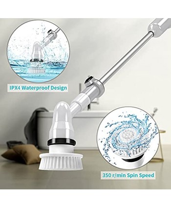 ACRIMAX Electric Spin Scrubber Cordless Floor Scrubber Power Bathroom Shower Scrubber with 5 Replaceable Cleaning Brush Heads and Extension Handle for Cleaning Tub Tile Shower Kitchen Bathtub