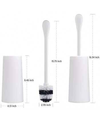 AmazerBath Toilet Brush and Holder Good Grip Toilet Brush Compact Toilet Bowl Brush Set with Strong Bristles Long Handle Deep Cleaning White