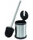 Bath Bliss Toilet Bowl Brush and Holder with Self Closing Lid Space Saver Deep Cleaning Finger Print Proof Finish 4.5" Round by 15.4" high Stainless Steel
