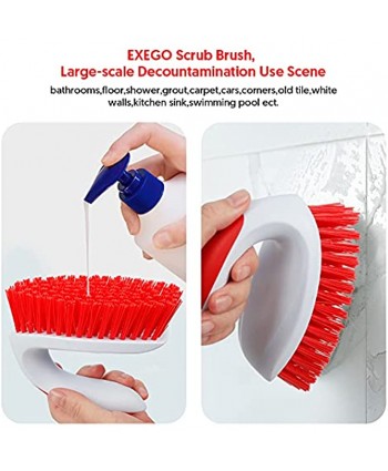 Carpet Scrub Brush Scrubber for Cleaning- EXEGO Shower Cleaning Brush with Handle Bathroom Stiff Bristle Brush Heavy Duty Scrubber for Bathroom Shower Sink Carpet TubTile Floor Cleaning -2 Pack