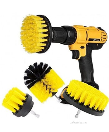 Drill Brush 3pcs Scrub Brush Drill Attachment Kit,Time Saving Kit and Power Scrubber Cleaning Kit for Car Bathroom Wooden Floor Laundry Room Cleaning Yellow