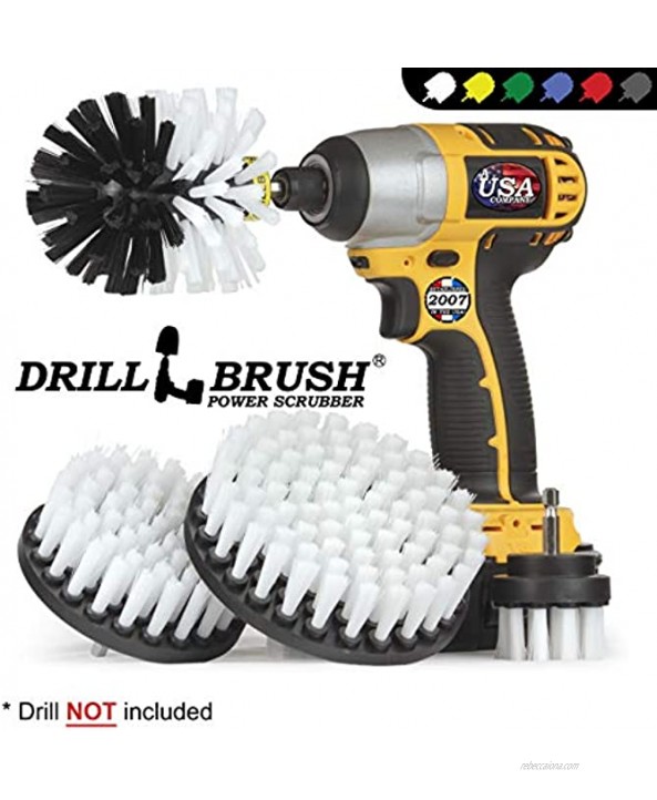 Drillbrush Automotive Soft White Drill Brush Leather Cleaner Car Wash Kit Car Cleaning Supplies Wheel Cleaner Brush Car Detailing Kit – Car Carpet Interior Vinyl Seat Cleaner