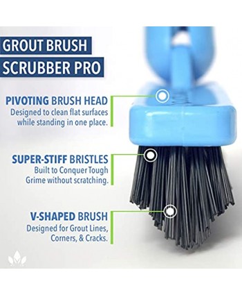 EVERSPROUT Grout Brush Scrubber Pro | Stiff V-Shaped Bristles Built for Corners & Tough Grime | Swivel Design Cleans Shower Tile Kitchen Bathroom Outdoor Concrete | Twist-on Attachment No Pole
