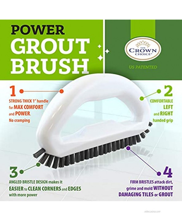 Grout Brush with Stiff Bristles – Clean Whiten Years of Dirty Grout Lines – Durable Hard Scrubbing Grout Cleaner Brush for Tile Floors – Comfortable Cleaning Handle – Tiles Floors Bathroom Shower