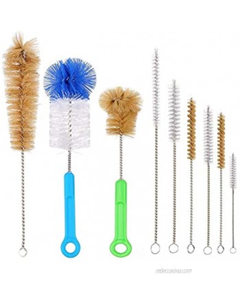 Houseables Bottle Brush Cleaning Kit Brushes Water Hose Tips Cleaner 9 Pieces Nylon Natural & Synthetic Bristles Small Long Scrubber for Tubes Straws Canning Jars