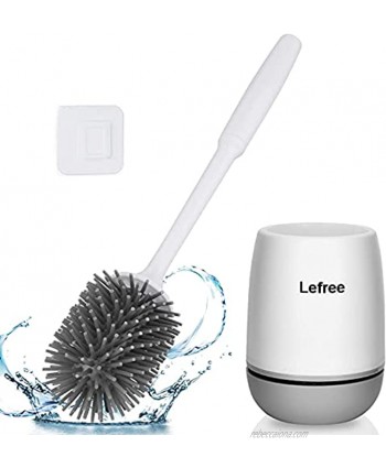Lefree Silicone Toilet Brush with Holder Bathroom Toilet Bowl Brush Set Non-Slip Handle Wall Mounted Floor Standing