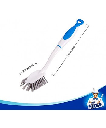MR.SIGA Dish Brush with Long Handle Built-in Scraper Scrubbing Brush for Pans Pots Kitchen Sink Cleaning Pack of 3