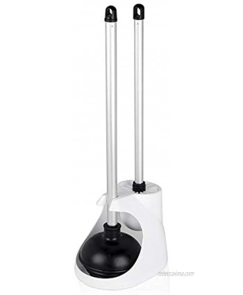 NEIKO 60167A Toilet Plunger with Brush Combo Set | Patented Design | Organizing Caddy Included | Aluminum Handle | Commercial and Residential Cleaning Use