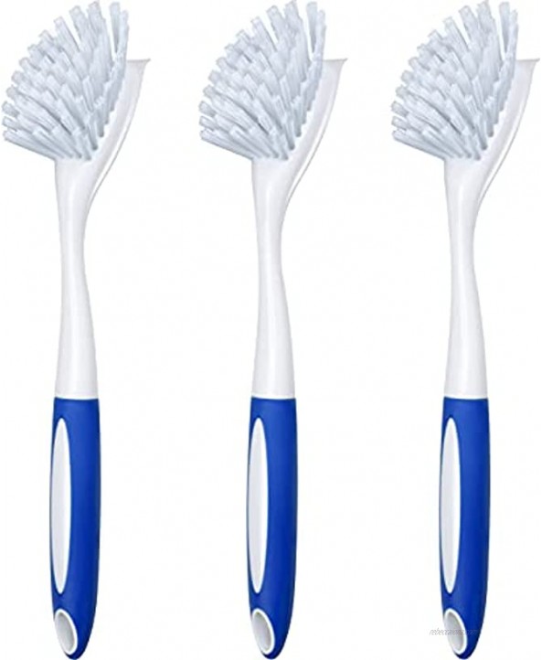 Spogears Dish Brush 3 Pack Dish Scrubber Brush With Built-in Scraper Kitchen Brush for Dishes Kitchen Scrub Brush with Grip Friendly Handle Dish Cleaning Brush