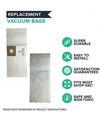 Crucial Vacuum Replacement Vacuum Bag Compatible with Shop Vac Part # 9066800 7" X 6.6" X 0.9" Inches – Fits Shop-Vac Type B Models 2 Gallon Wet and Dry Vacuum Bulk 3 Pack