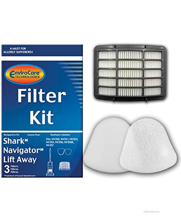 EnviroCare Premium Replacement Vacuum Cleaner Filters made to fit Shark Navigator Lift Away Models. 1 HEPA Filter and 2 Washable Foam and Felt Pre-Filters