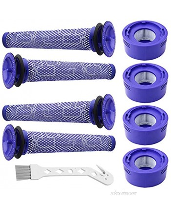 Extolife 4 Pre Filters and 4 Post Filters for Dyson V7 V8 V8+ Animal and Absolute Cordless Vacuum Replaces Part # 965661-01 and 967478-01