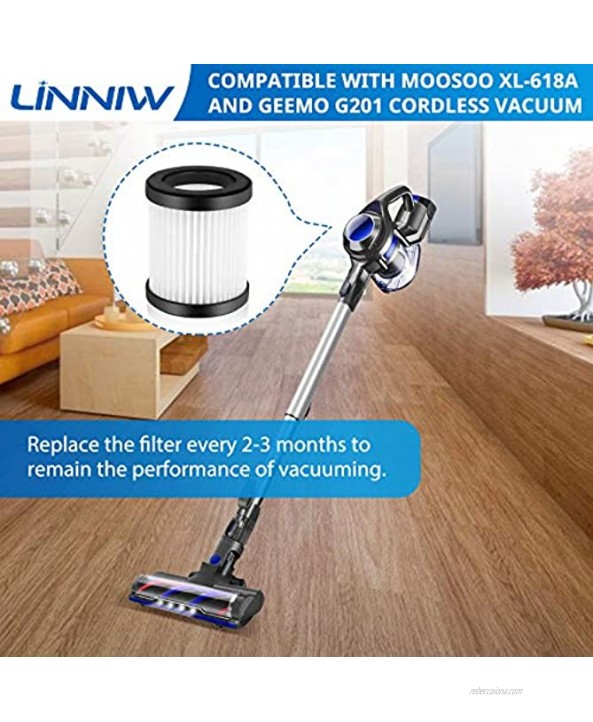 LINNIW Cordless Vacuum HEPA Replacement Vacuum Filters Compatible for Moosoo XL-618A Cordless Vacuum 6 Pack