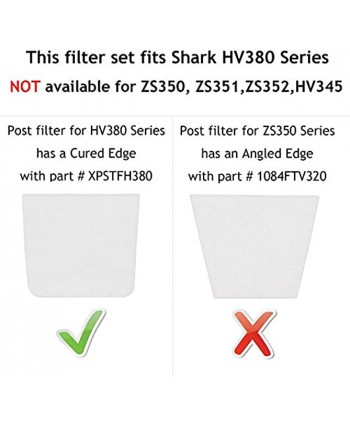 Vacuum Filters Replacement Set for Shark Rocket DuoClean HV380 HV380W HV381 HV382 HV383 HV384Q UV380 ZS360 ZS361C ZS362 4 Foam & Felt Filters 4 Post-Filters Compare to Part XPMFK320&XPSTFH380