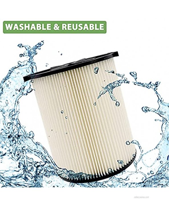 2 Pack VF4000 Wet Dry Vac Replacement Filter Compatible with 5 to 20-Gallon 6-9 Gal Replace for Husky Craftsman Vacuum Replace WD5500 WD0671 WD6425 WD0970 Washable & Reusable