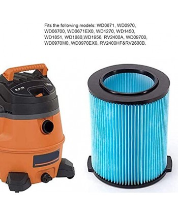 VF5000 Pleated Paper Vacuum Filter for Rigid Shop Vac 6-20 Gallon Wet Dry Vacuums WD1450 WD0970 WD1270 WD09700 WD06700 WD1680 WD1851 RV2400A 2 Pcs