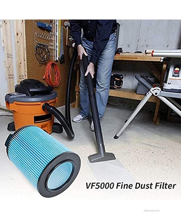 VF5000 Pleated Paper Vacuum Filter for Rigid Shop Vac 6-20 Gallon Wet Dry Vacuums WD1450 WD0970 WD1270 WD09700 WD06700 WD1680 WD1851 RV2400A 2 Pcs