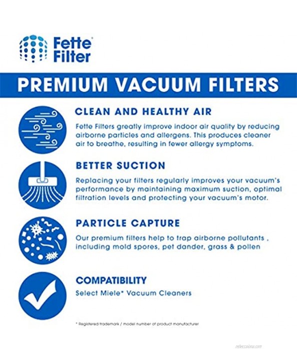 Fette Filter Air Clean Filter Compatible with Miele Vacuum Cleaner Super 3944711. Pack of 6