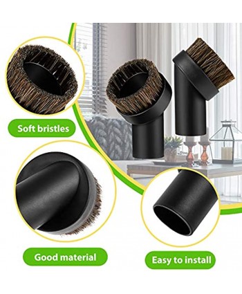 2 Set Round Horse Hair Dust Brush Soft Bristle Cleaner Vacuum Brush Attachment 1-1 4 Inch Black Brush Replacement with 1.25 to 1.37 Inch Vacuum Hose Adapter Tool for Standard Hose