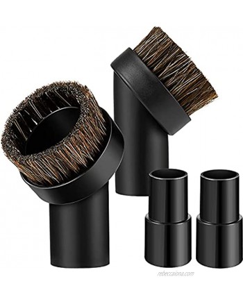 2 Set Round Horse Hair Dust Brush Soft Bristle Cleaner Vacuum Brush Attachment 1-1 4 Inch Black Brush Replacement with 1.25 to 1.37 Inch Vacuum Hose Adapter Tool for Standard Hose