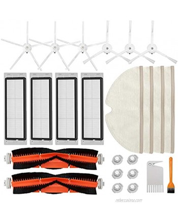 Accessories Kit Compatible with Roborock S4 S5 S6 E4 E20 E25 E35 S50 Xiaomi Mi Mijia Robotic Vacuum 22 Pack Replacement Parts 2 Main Brush 6 Side Brush 4 Filters 4 Mop Cloth & 6 Water Tank Filter