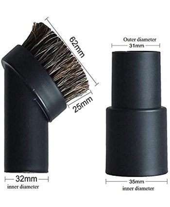 ANBOO 25MM Round Soft Horse Hair Vacuum Brush 1.25 Inch Horsehair Cleaner Dust Brush Vacuum Attachments with 1-1 4 Inch to 1-3 8 Inch Hose Adapter
