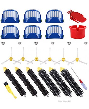 ECOMAID Replacement Parts Kit Bristle & Flexible Beater Brush & Armed-3 Side Brush & Filters for iRobot Roomba 600 Series 614 620 630 650 660 665 690 Vacuum Cleaner Accessory