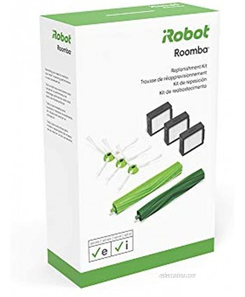 iRobot Authentic Replacement Parts- Roomba e and i Series Replenishment Kit 3 High-Efficiency Filters 3 Edge-Sweeping Brushes and 1 Set of Multi-Surface Rubber Brushes,Green 4639168