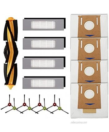 LemonQueen Replacement Parts for Ecovacs Deebot OZMO T8 T5 T8 AIVI N7 N8 Series Robot Vacuum Cleaner Accessories Kit 1 Main Roller Brush 4 Disposable Dust Bag 4 Vacuum Filters 4 Side Brushes