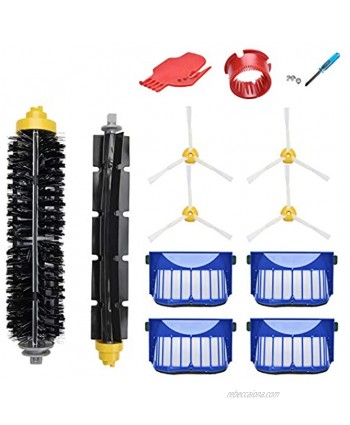 LOVECO Replacement Accessories Kit for iRobot Roomba 675 677 671 655 645 Robotics,4 Filter,4 Side Brush,1 Bristle and Flexible Beater Brush,2 Cleaning Tool