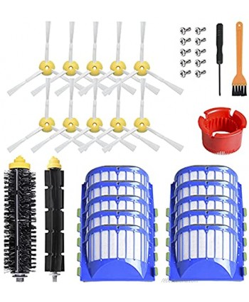 Replacement Accessory Kit for iRobot Roomba 600 Series 690 680 660 650 Not for 645 655 & 500 Series 595 585 564 8 Filter 8 Side Brush,1 Bristle and Flexible Beater Brush,1 Cleaning Tool